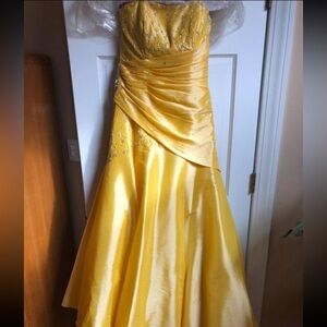 Yellow Strapless Gown